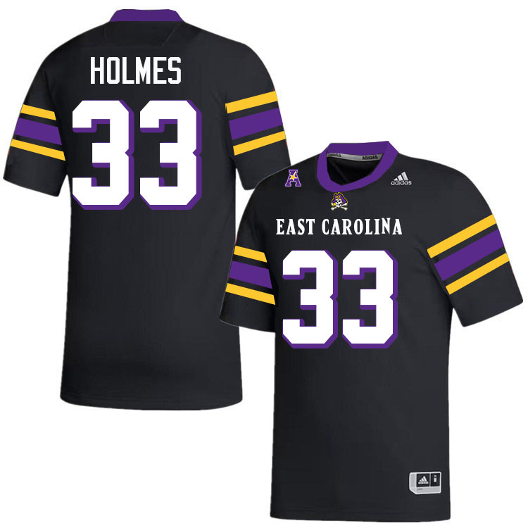 #33 Luke Holmes East Carolina Pirates College Football Jersey Stitched-Black